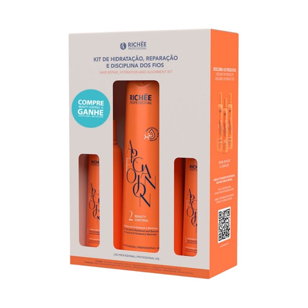 Kit Richée Argan e Ojon Shampoo 250 ml + Máscara 250 ml + Beauty Control 1 Litro