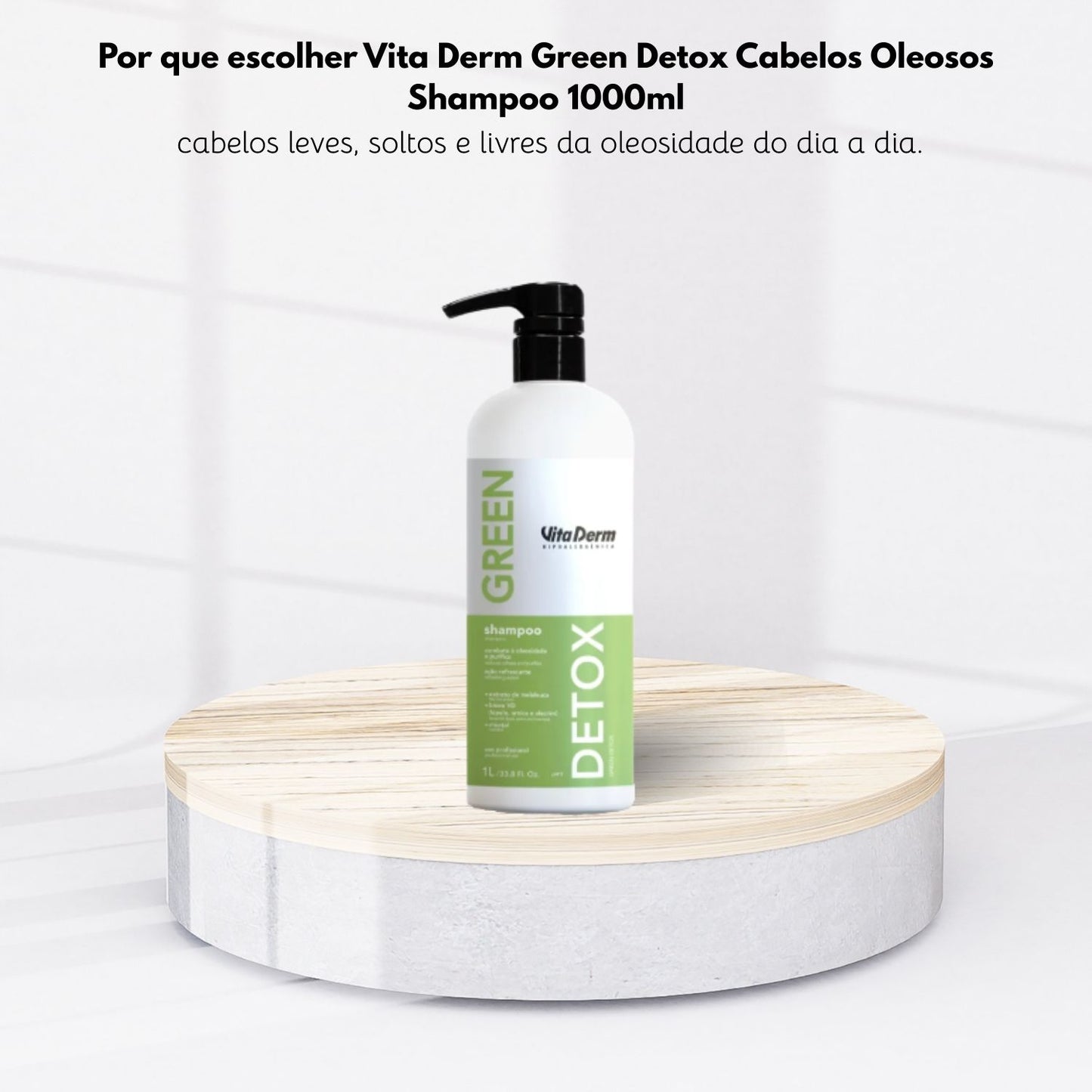 Shampoo Vita Derm Green Detox Cabelos Oleosos 1 Litro
