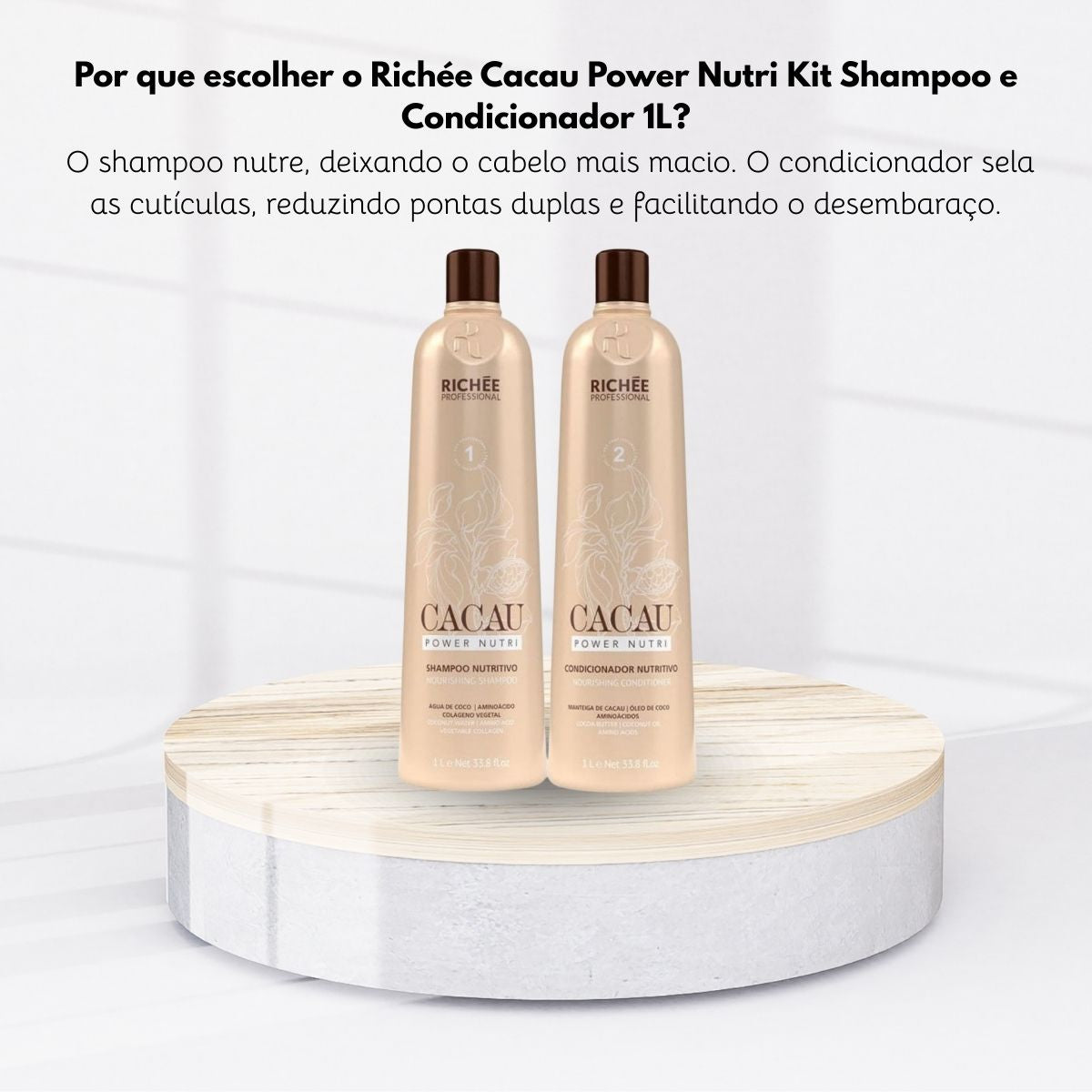 Kit Richée Cacau Power Nutri Shampoo e Condicionador 1 Litro