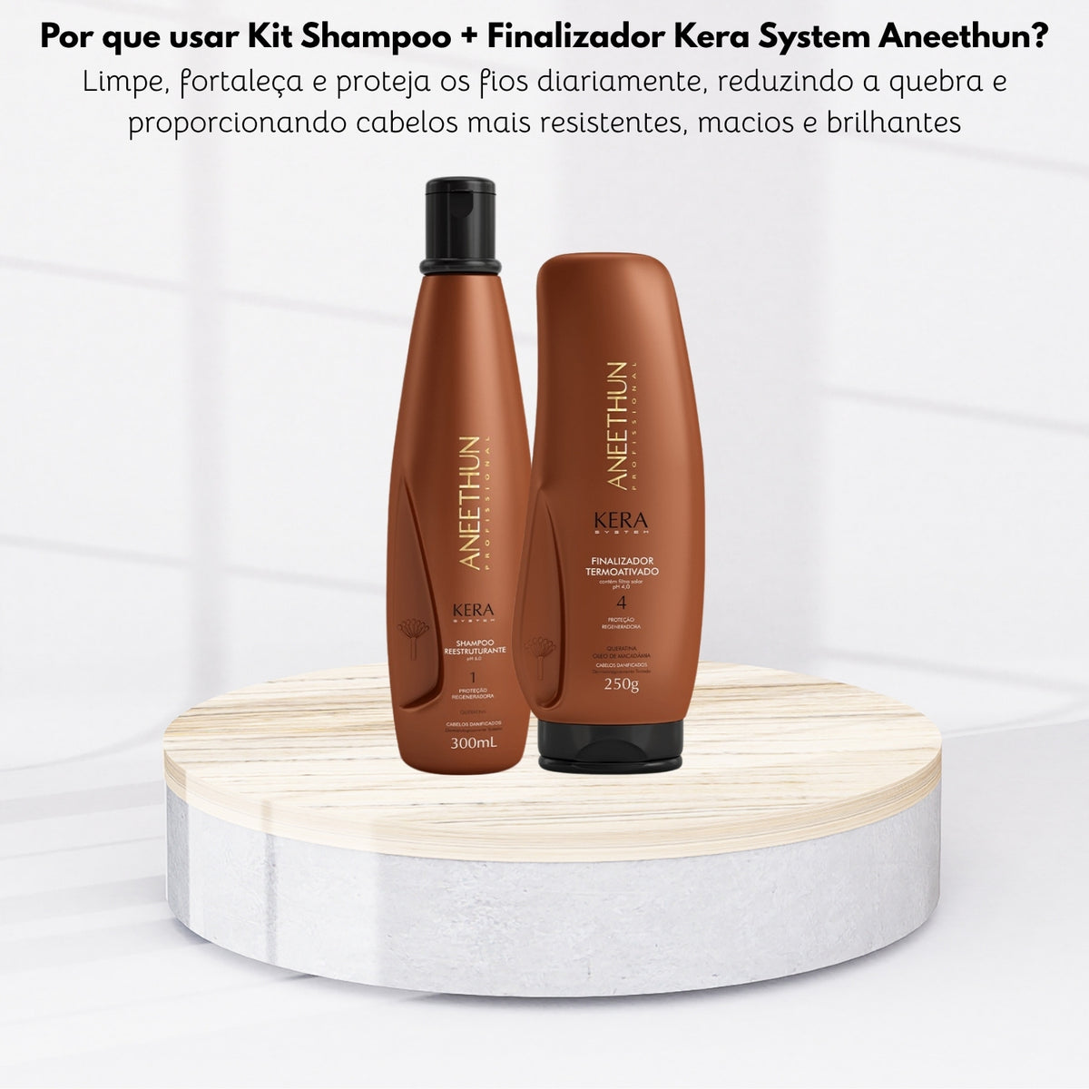 Kit Aneethun Kera Shampoo Reestruturante 300 ml + Leave in 250 g