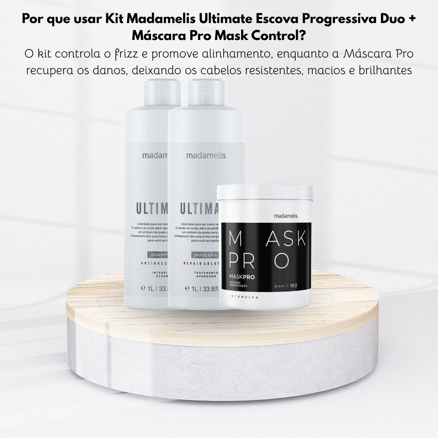 Kit Madamelis Ultimate Escova Progressiva Duo + Máscara Pro Mask Control