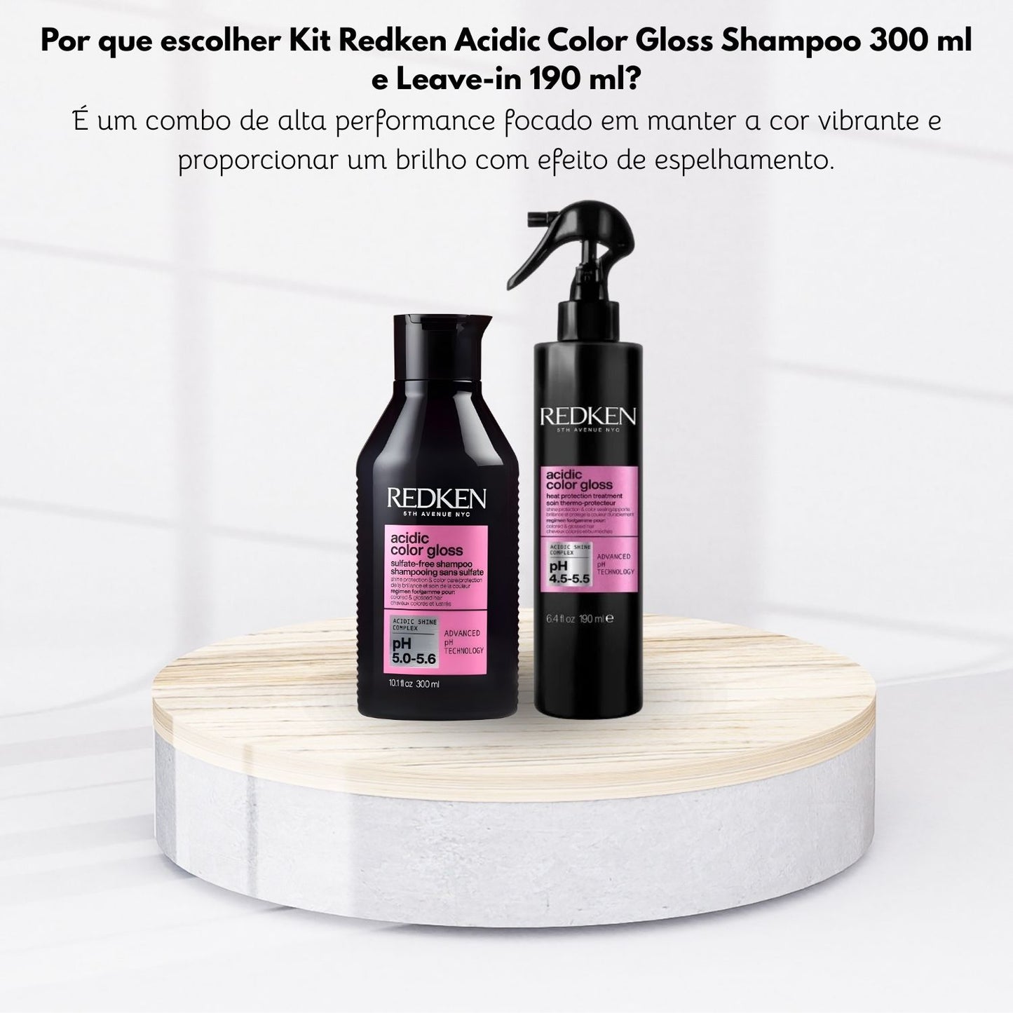 Kit Redken Acidic Color Gloss Shampoo 300 ml e Leave-in 190 ml