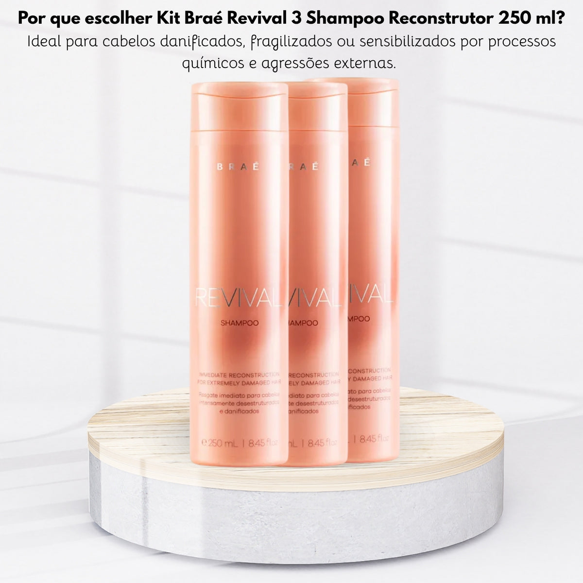 Kit Braé Revival 3 Shampoo Reconstrutor 250 ml