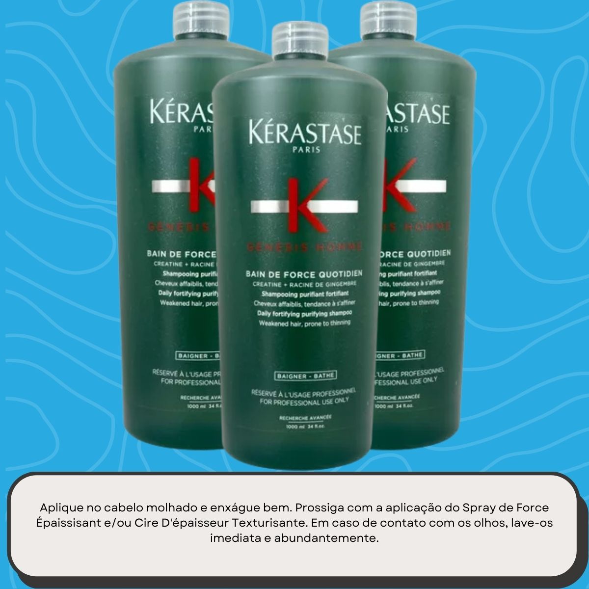 Kit Kérastase Genesis Homme Bain Force 3 Shampoo 1 Litro