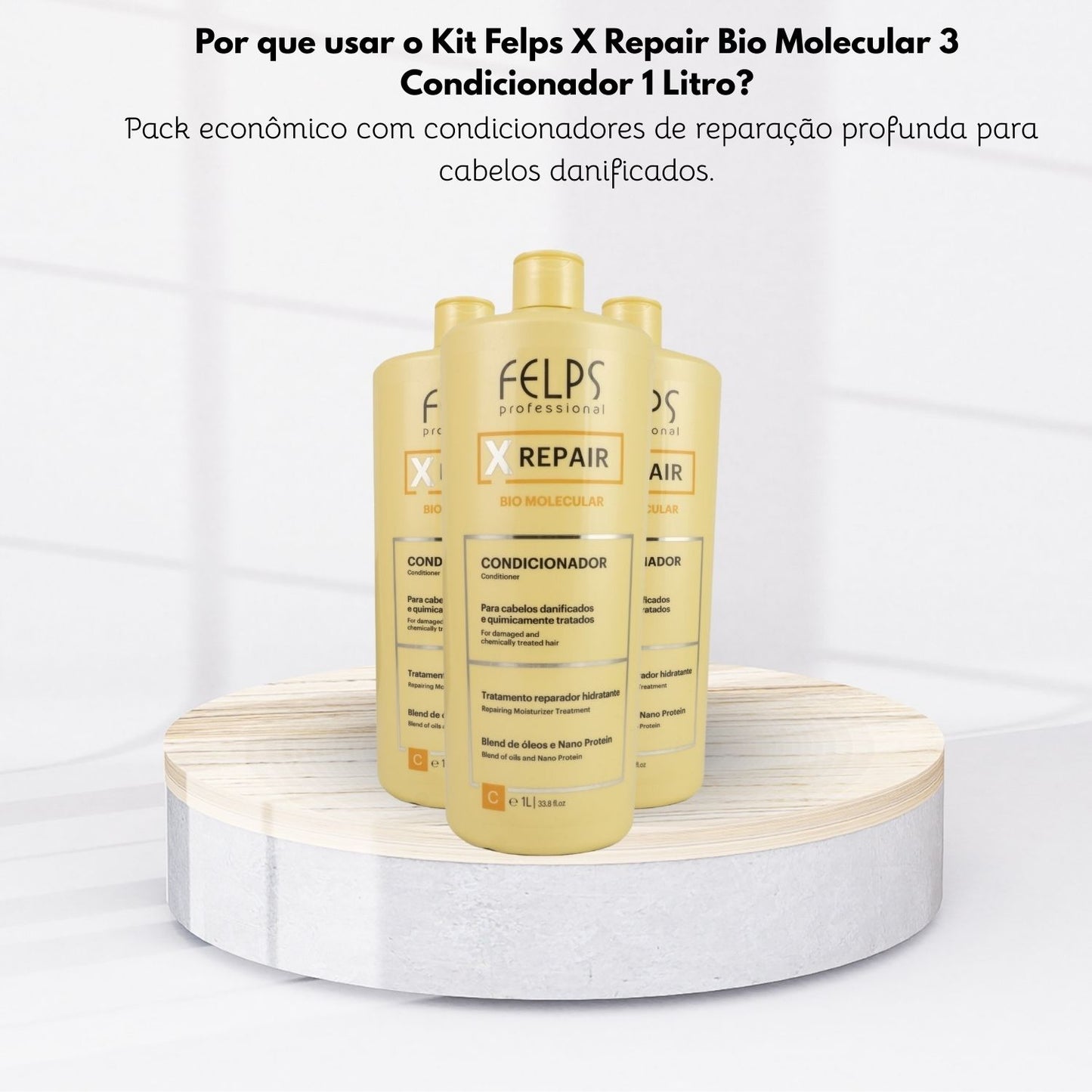 Kit Felps X Repair Bio Molecular 3 Condicionador 1 Litro