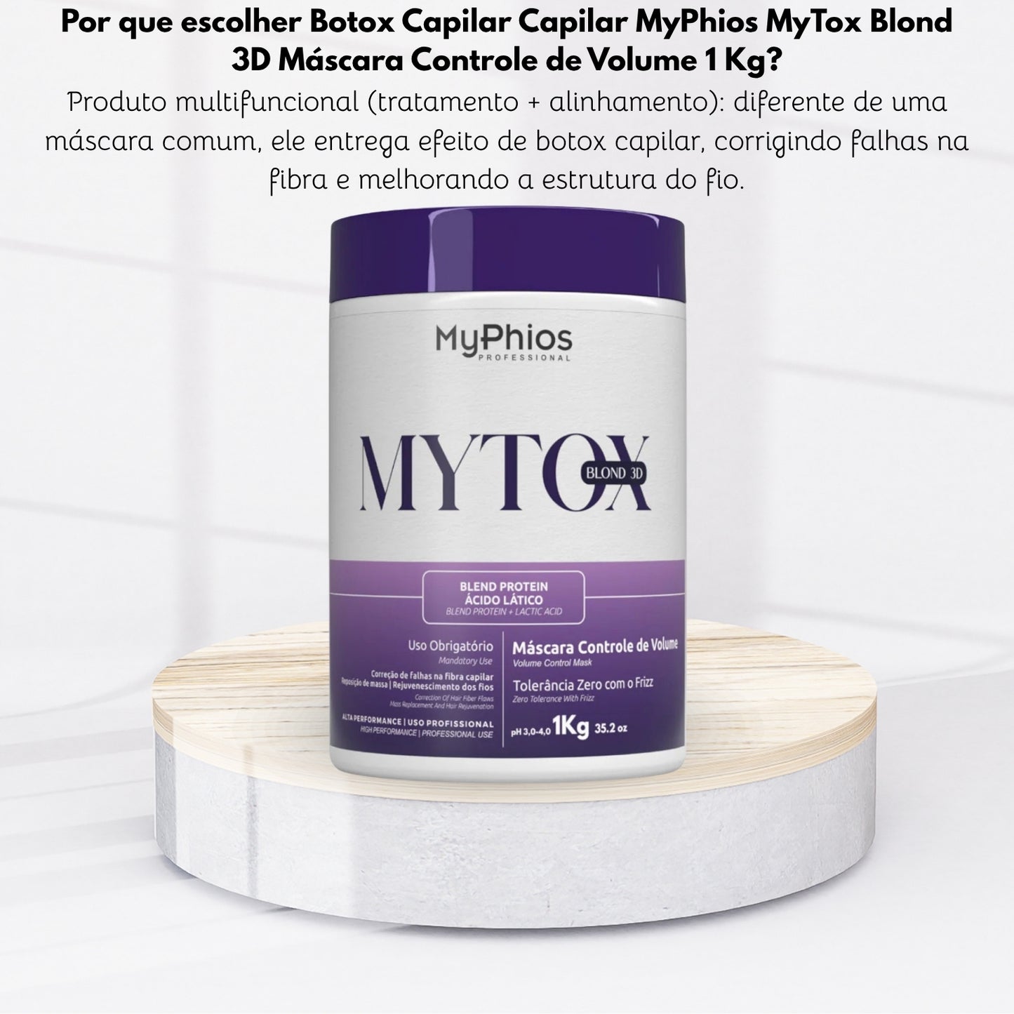 Botox Capilar Capilar MyPhios MyTox Blond 3D Máscara Controle de Volume 1 Kg