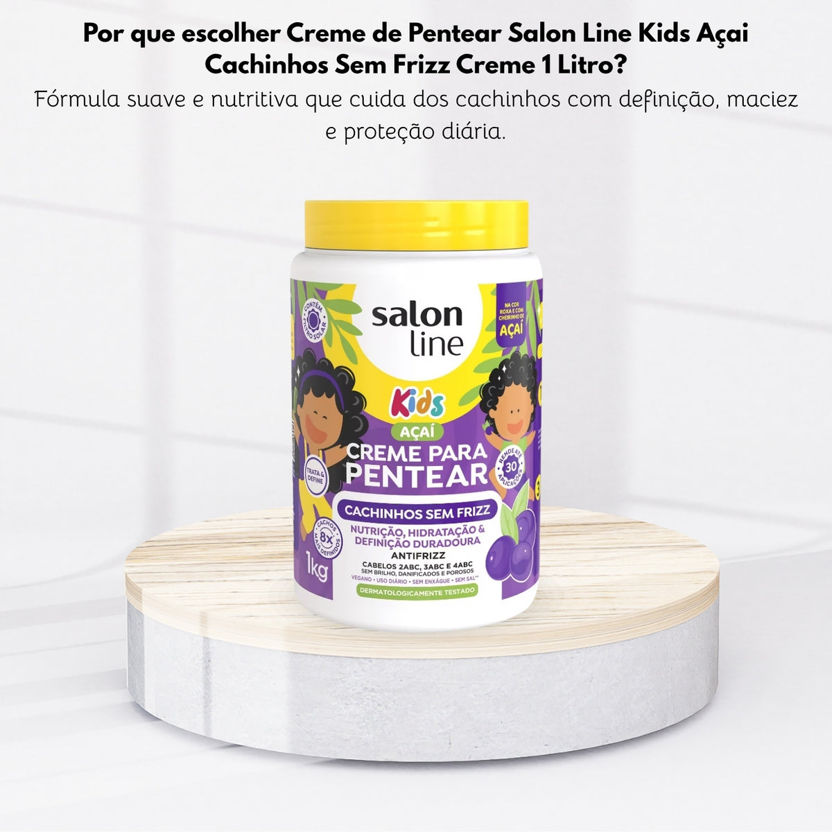 Creme de Pentear Salon Line Kids Açai Cachinhos Sem Frizz Creme 1 Litro