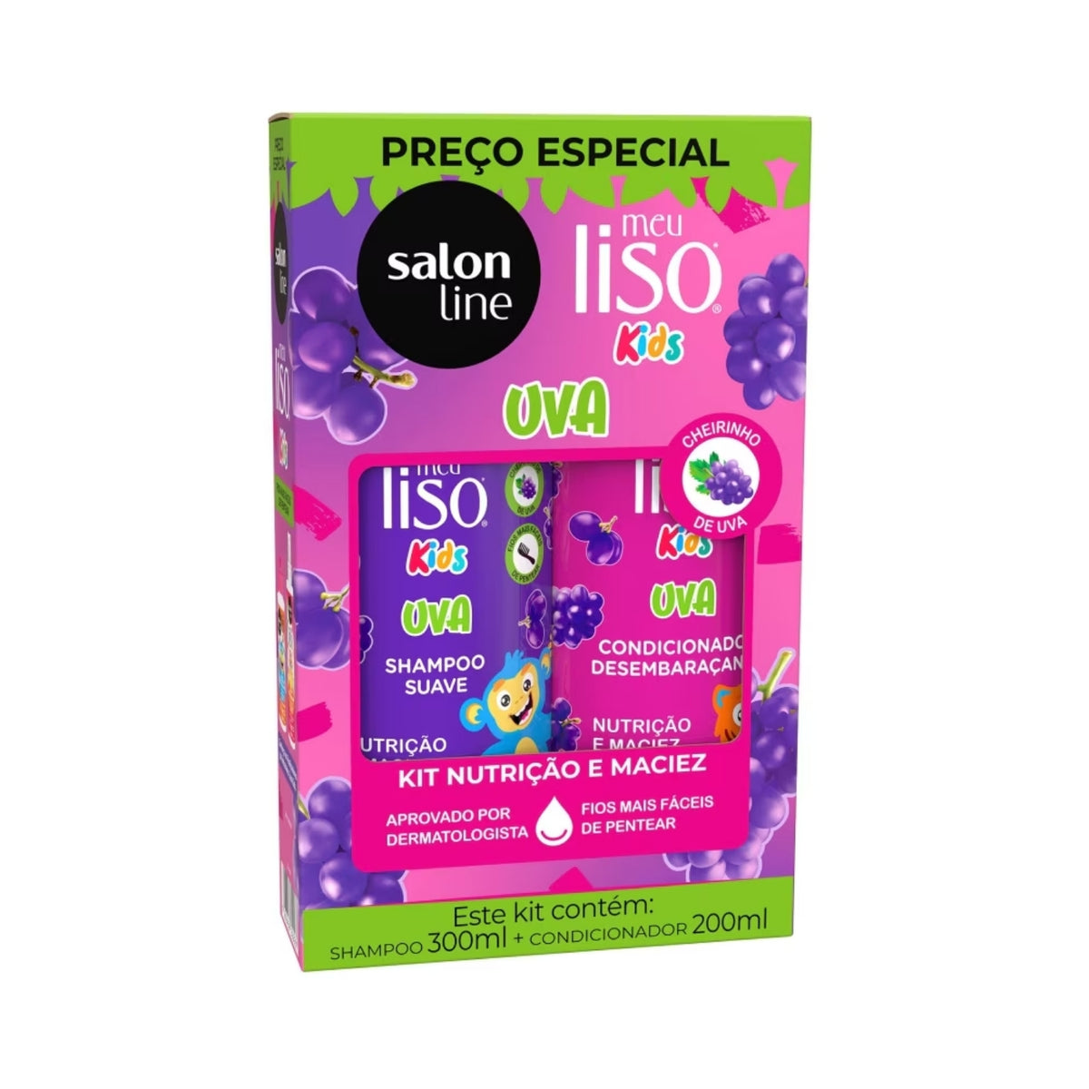 Kit Salon Line Meu Liso Uva kids Shampoo e Condicionador