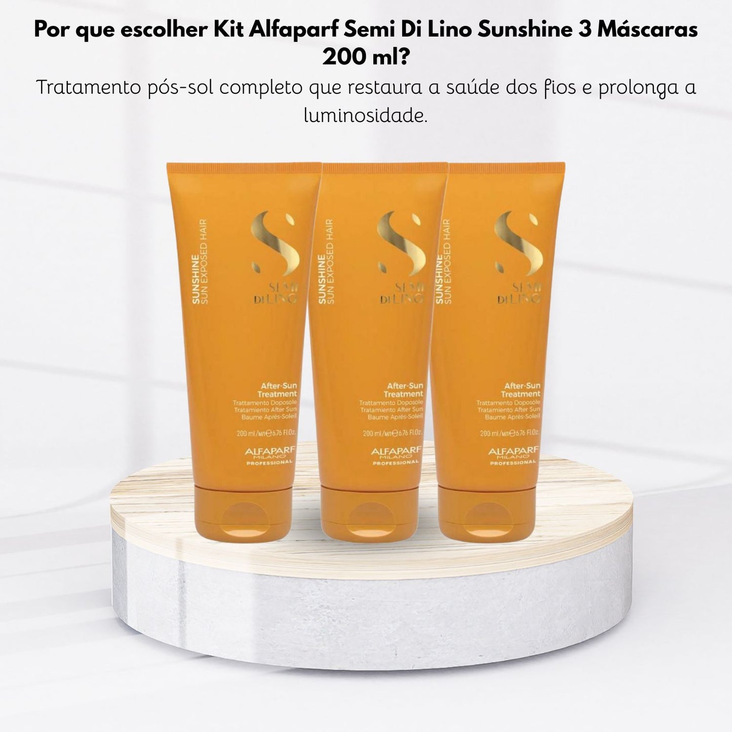 Kit Alfaparf Semi Di Lino Sunshine 3 Máscaras 200 ml