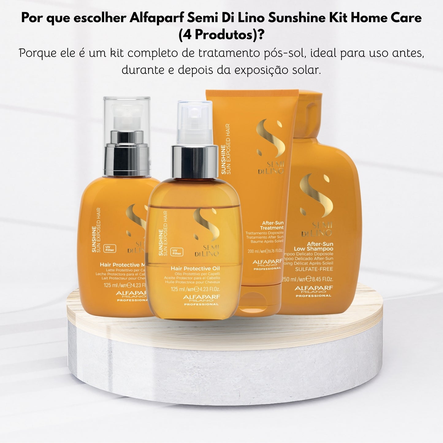 Kit Alfaparf Semi Di Lino Sunshine Home Care (4 Produtos)