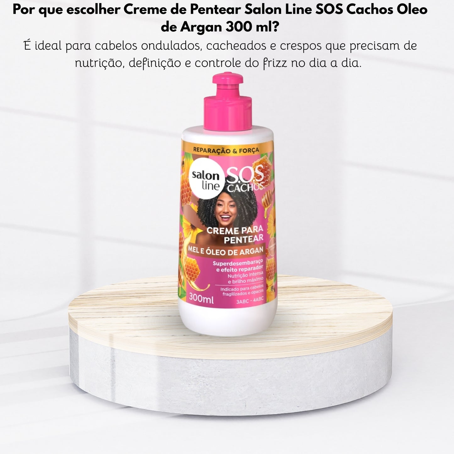 Creme de Pentear Salon Line SOS Cachos Oleo de Argan para Cabelo Cacheado 300 ml
