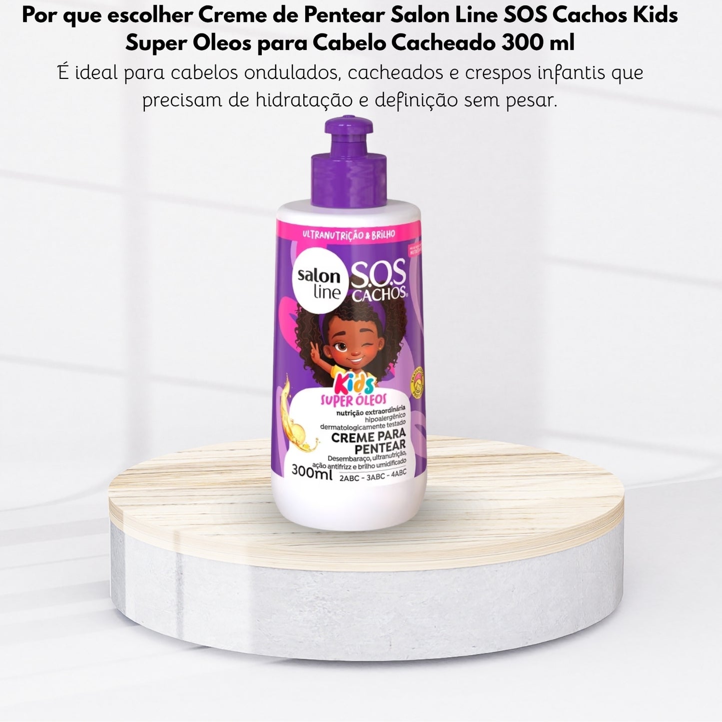 Creme de Pentear Salon Line SOS Cachos Kids Super Oleos para Cabelo Cacheado 300 ml
