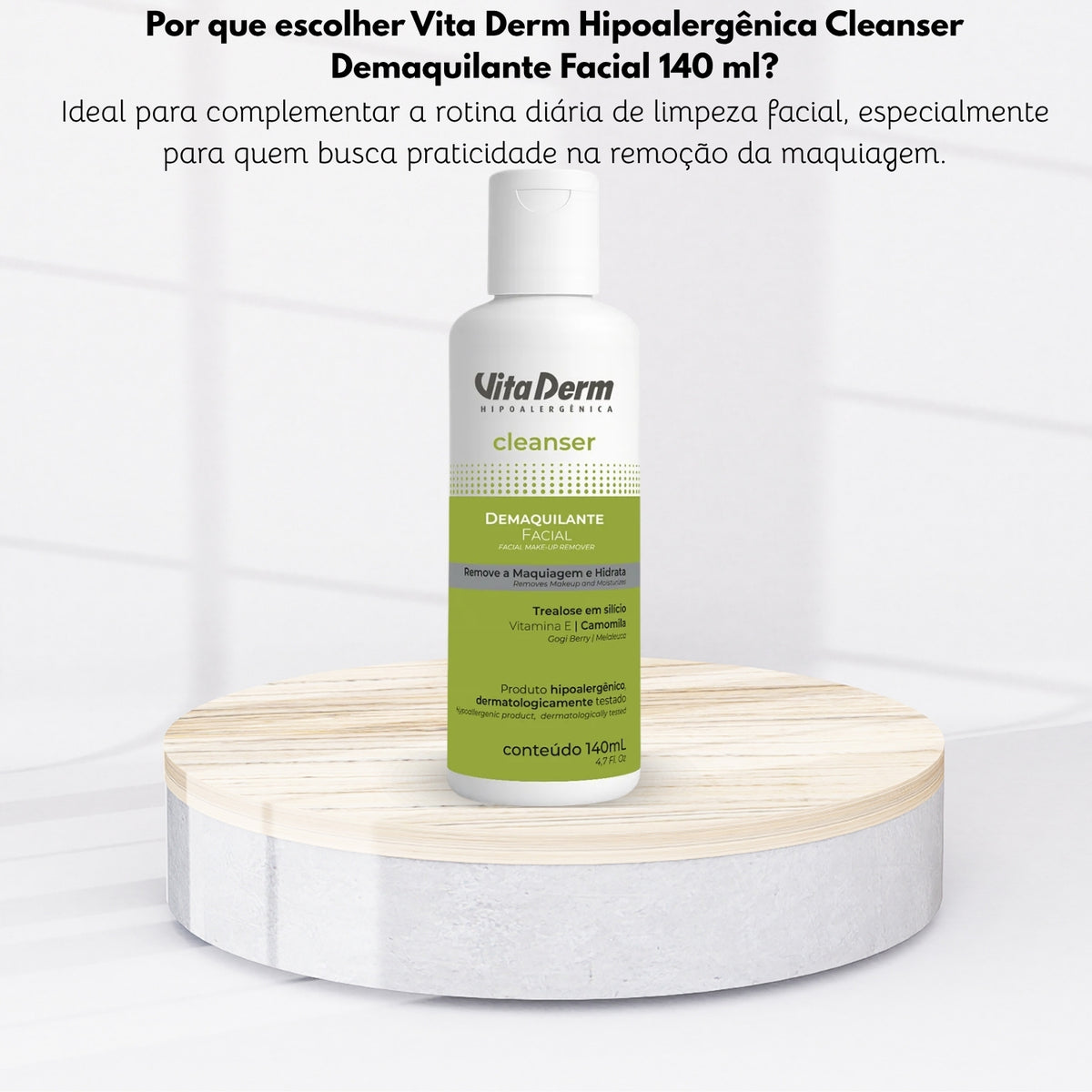 Vita Derm Hipoalergênica Cleanser Demaquilante Facial 140 ml