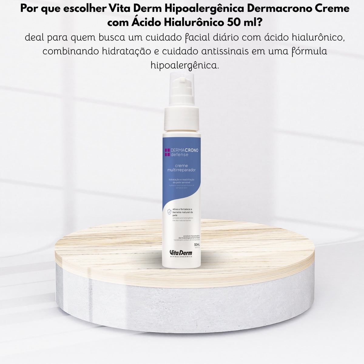 Vita Derm Hipoalergênica Dermacrono Creme com Ácido Hialurônico 50 ml