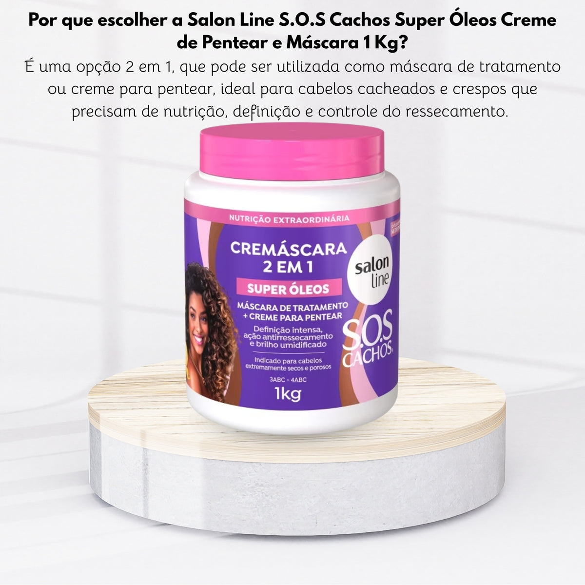 Salon Line S.O.S Cachos Super Óleos Creme de Pentear para Cabelo Cacheado e Máscara 1 Kg