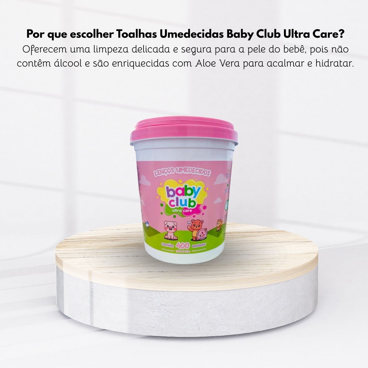 Baby Club Lenços Umedecidos Balde Rosa 400 Folhas