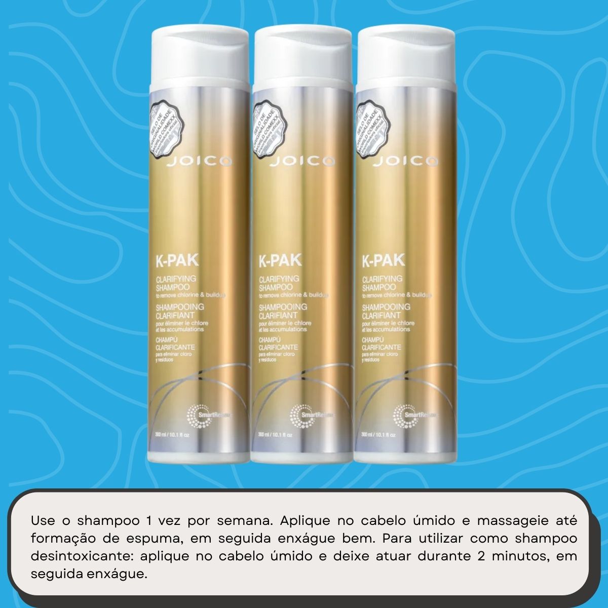 Kit Joico K-PAK Clarifying 3 Shampoo Antirresíduo 300 ml