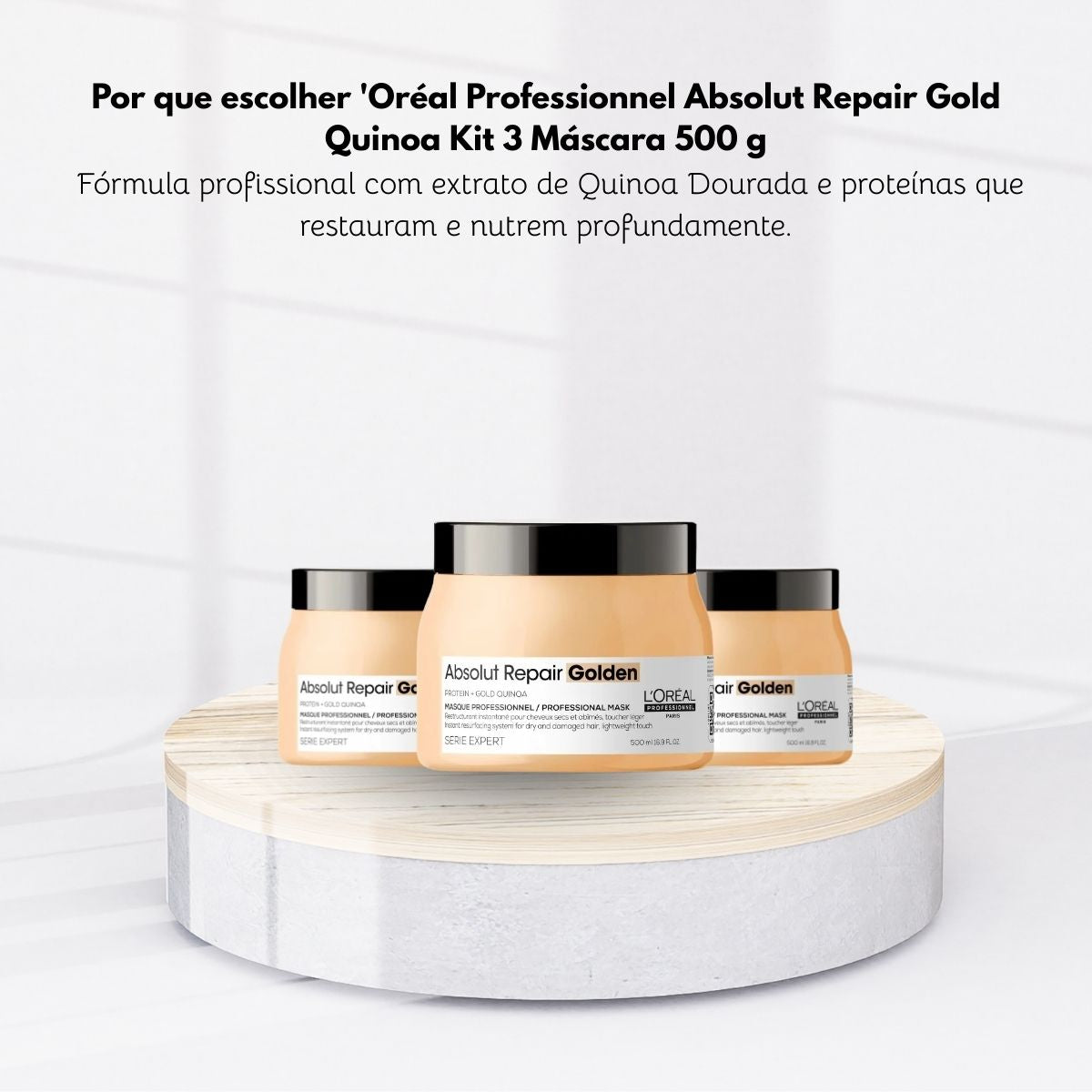 Kit Loreal Absolut Repair Gold Quinoa 3 Máscara 500 g