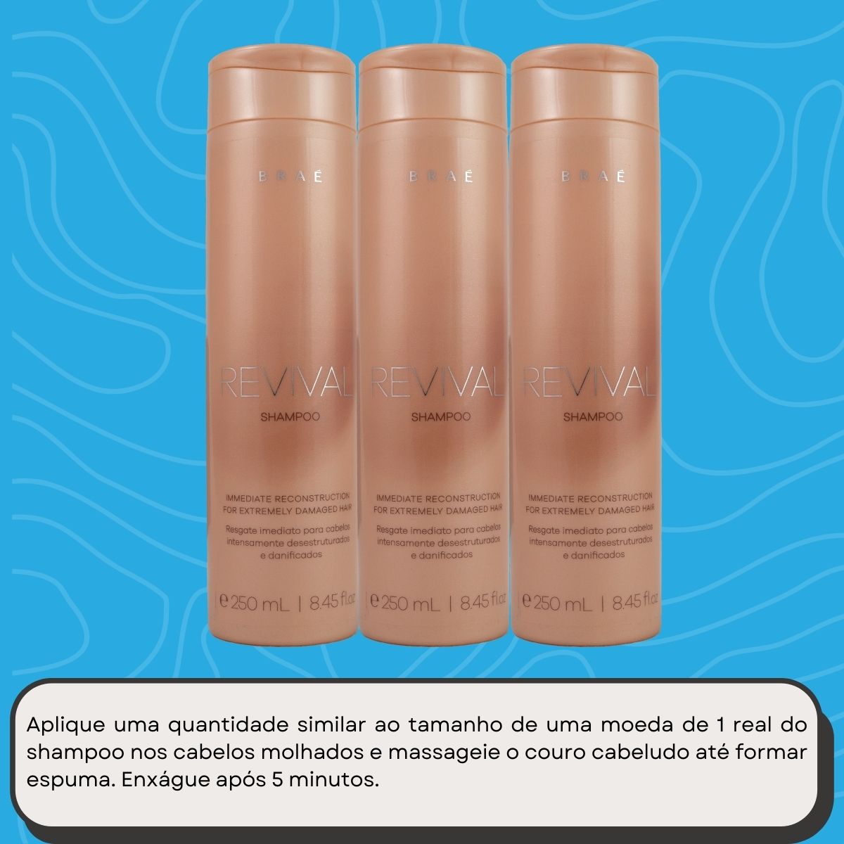 Kit Braé Revival 3 Shampoo Reconstrutor 250 ml