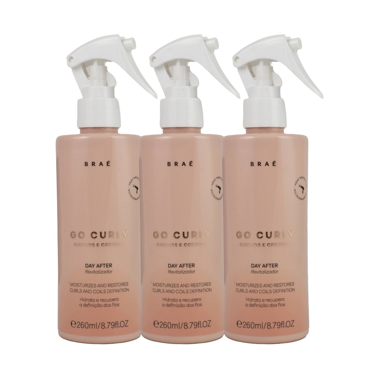 Kit Braé Go Curly Cachos e Crespos Day After 3 Spray 260 ml para Cabelo Cacheado