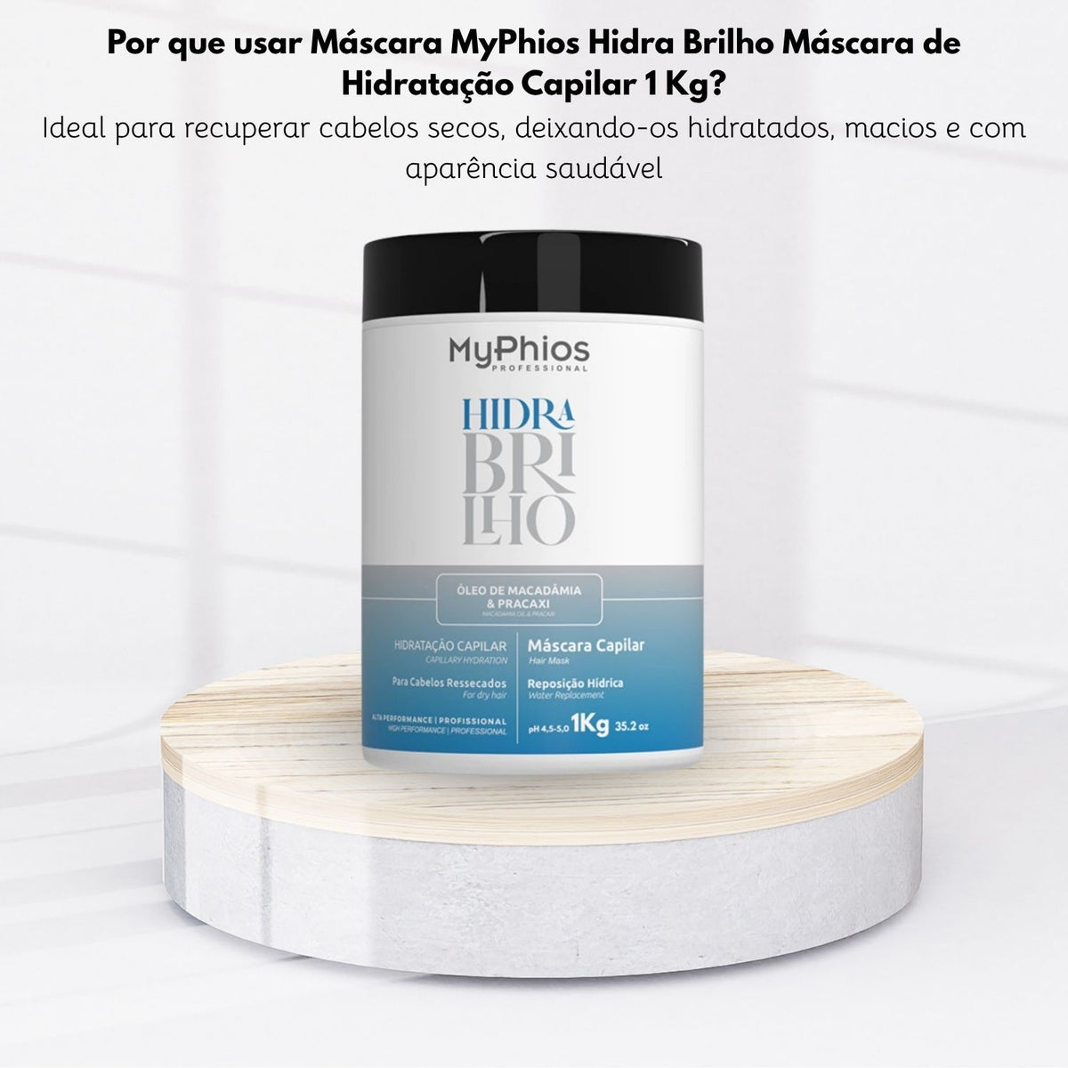 Máscara MyPhios Hidra Brilho Máscara de Hidratação Capilar 1 Litro