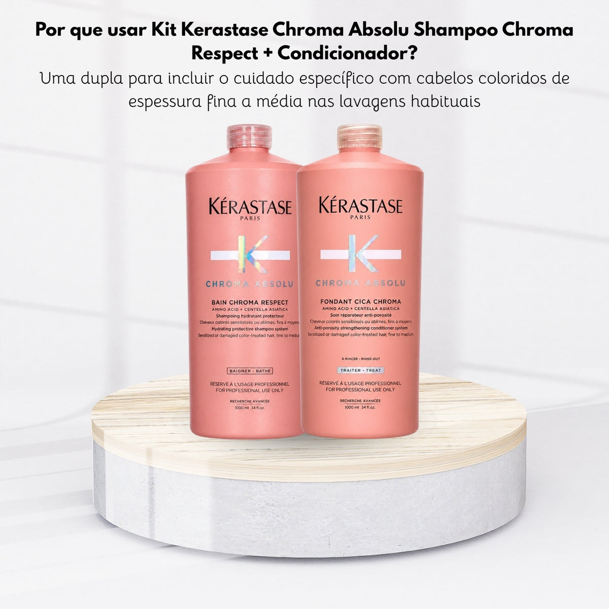 Kit Kerastase Chroma Absolu Shampoo Chroma Respect 1 Litro + Condicionador 1 Litro