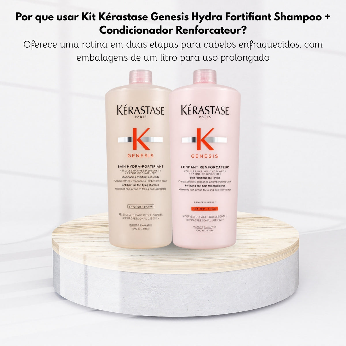 Kit Kérastase Genesis Nutri Fortifiant Shampoo 1 Litro + Condicionador Renforcateur 1 Litro