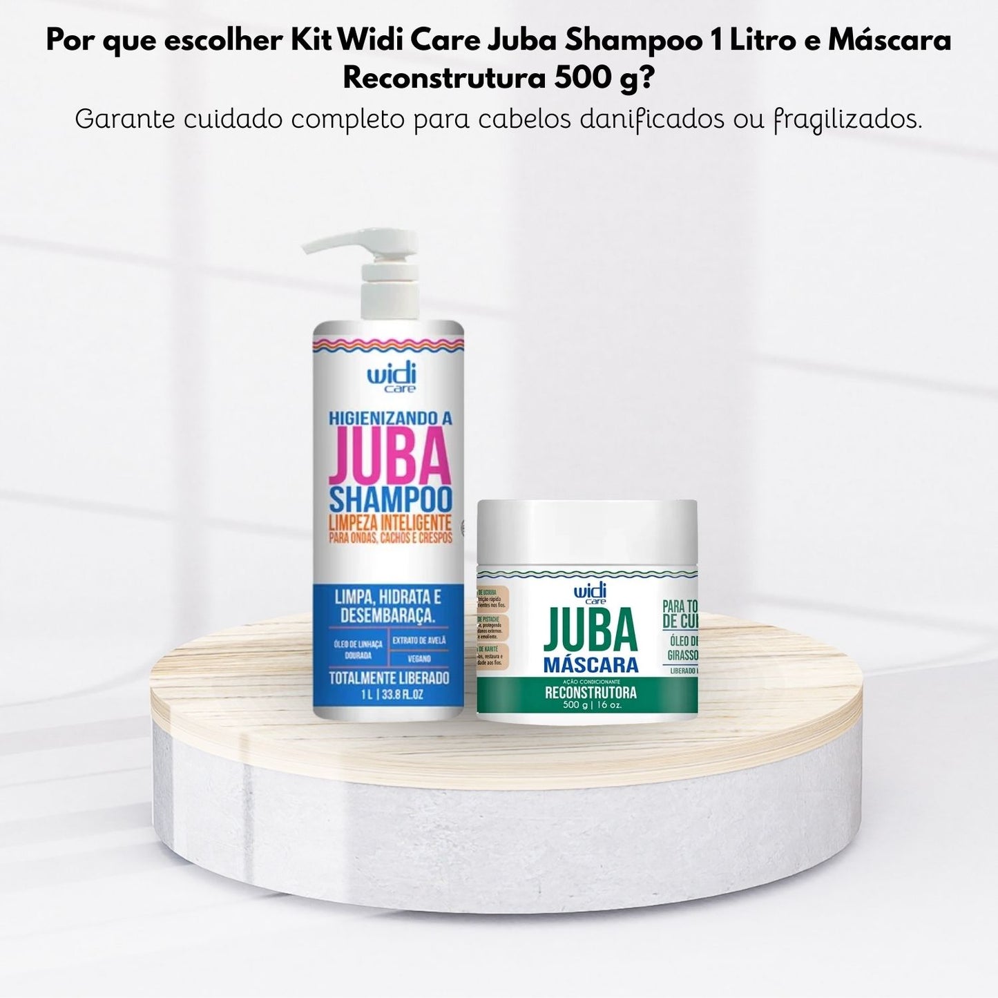 Kit Widi Care Juba Shampoo 1 Litro e Máscara Reconstrutora 500 g