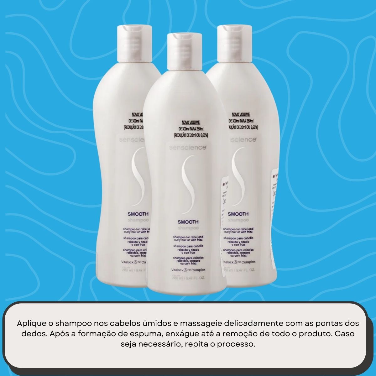 Kit Senscience Smooth Redução do Frizz 3 Shampoo 280 ml