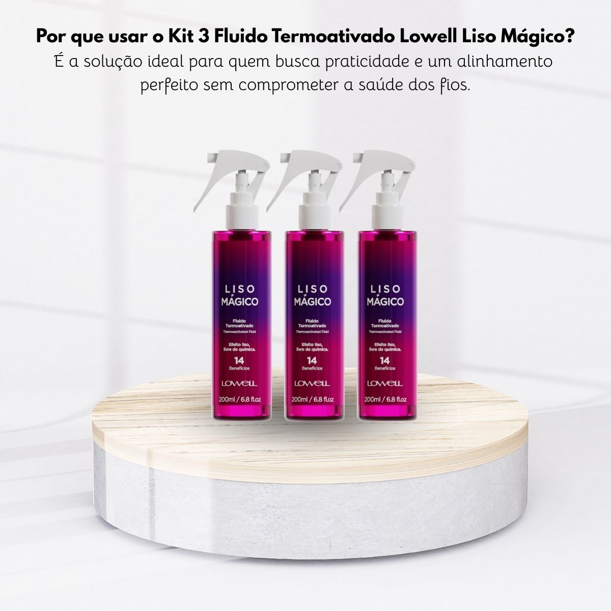 Kit Lowell Keeping Liss Liso Mágico 3 Spray Termoativo 200 ml