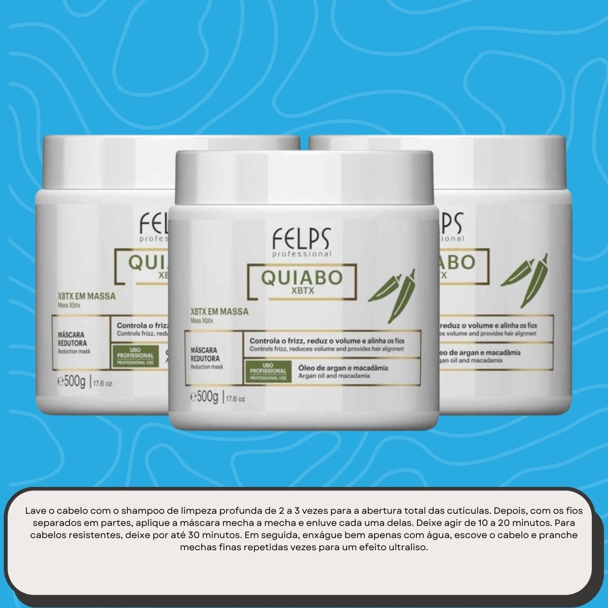 Kit Felps Quiabo XBTX 3 Redutor de Volume em Massa 500 g