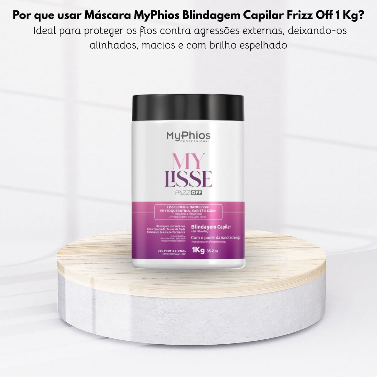 Máscara MyPhios Blindagem Capilar Frizz Off Cabelos Sedosos 1 Kg