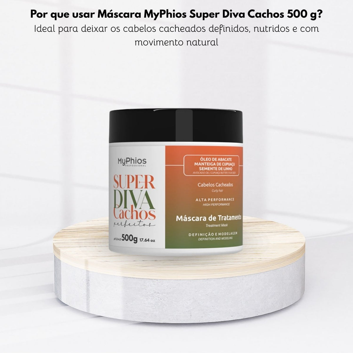 Máscara MyPhios Super Diva Cachos Perfeitos Para Tratamento para Cabelo Cacheado 500 g