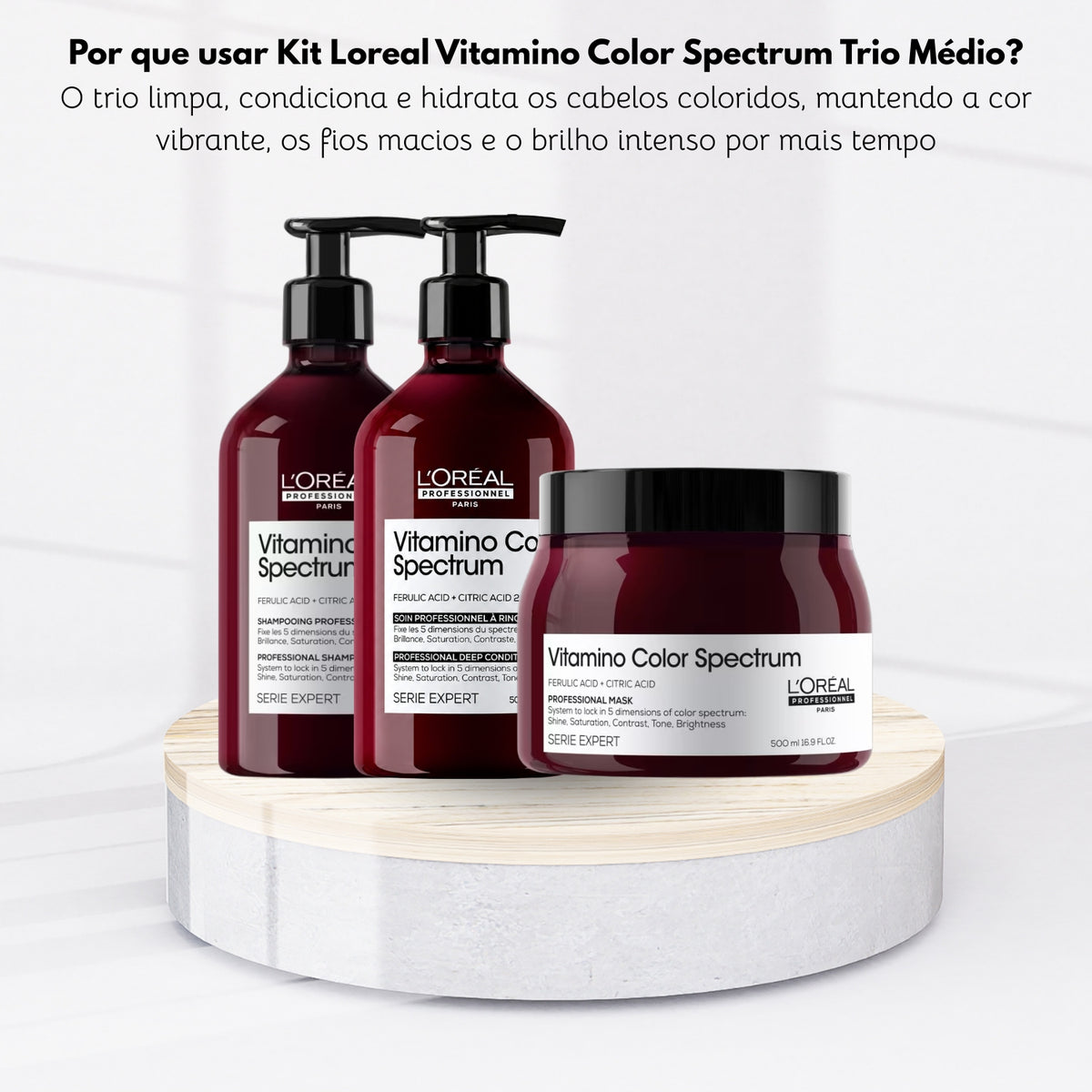 Kit Loreal Vitamino Color Spectrum Shampoo, Condicionador e Máscara 500 ml