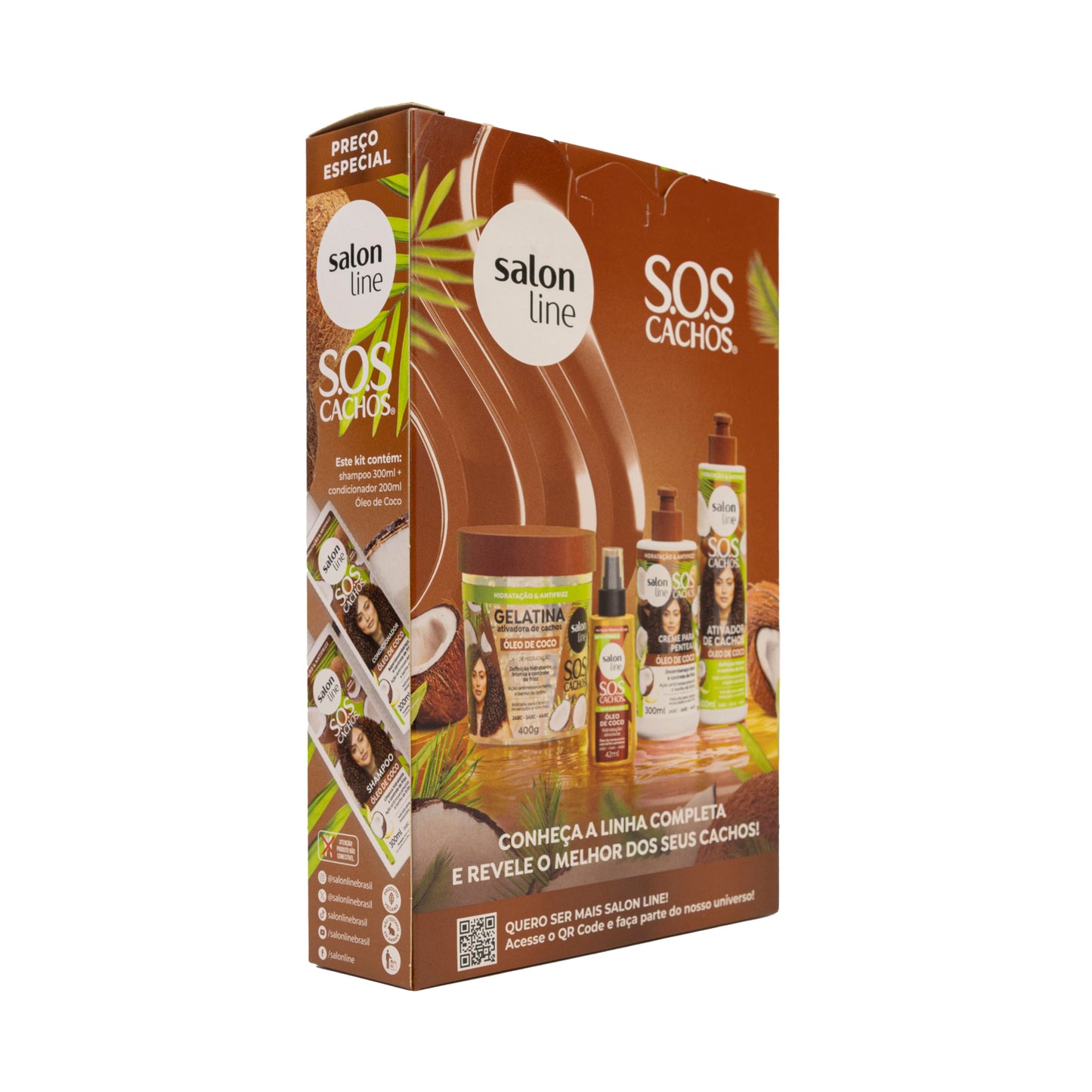 Kit Salon Line S.O.S Cachos Coco Shampoo e Condicionador para Cabelo Cacheado