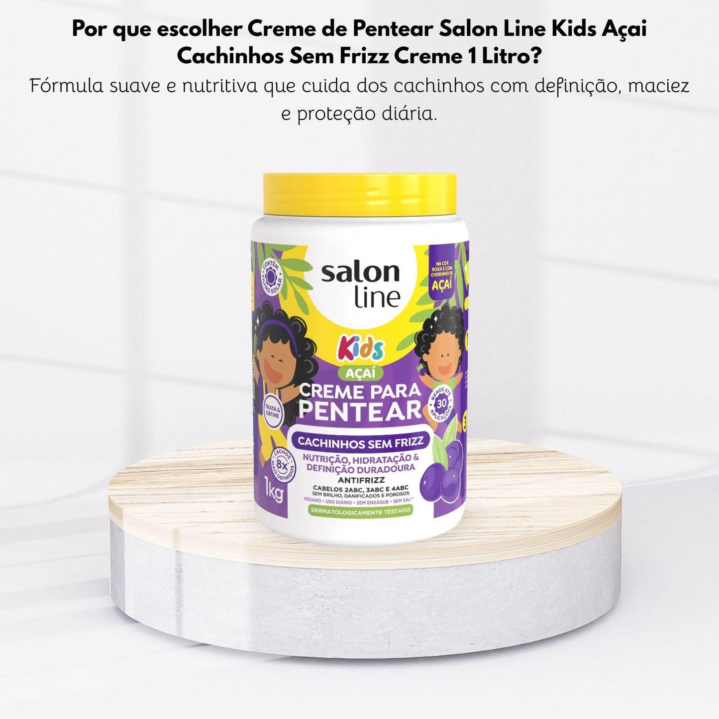 Creme de Pentear Salon Line Kids Açai Cachinhos Sem Frizz Creme 1 Litro