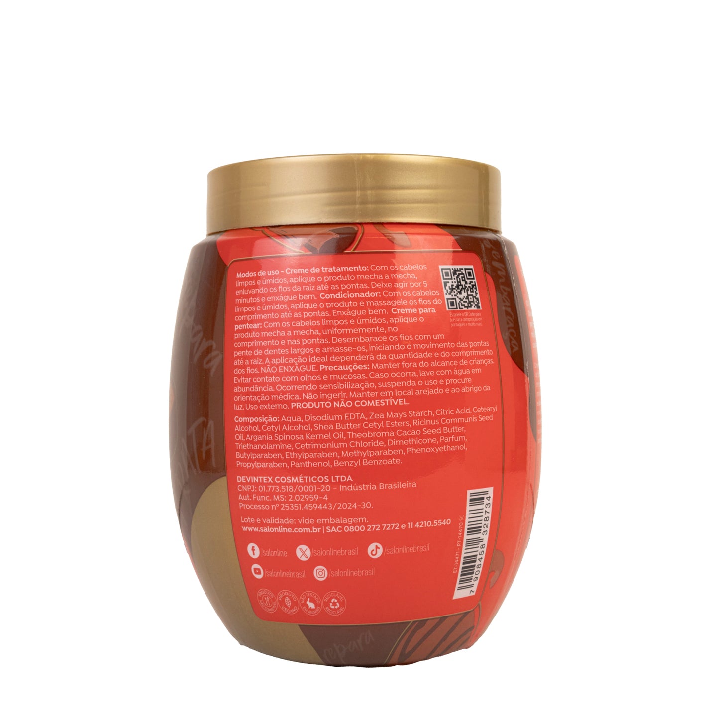 Creme de Pentear Salon Line Cachos dos Sonhos 3 em 1 Chocolate Creme para Cabelo Cacheado 1 Kg