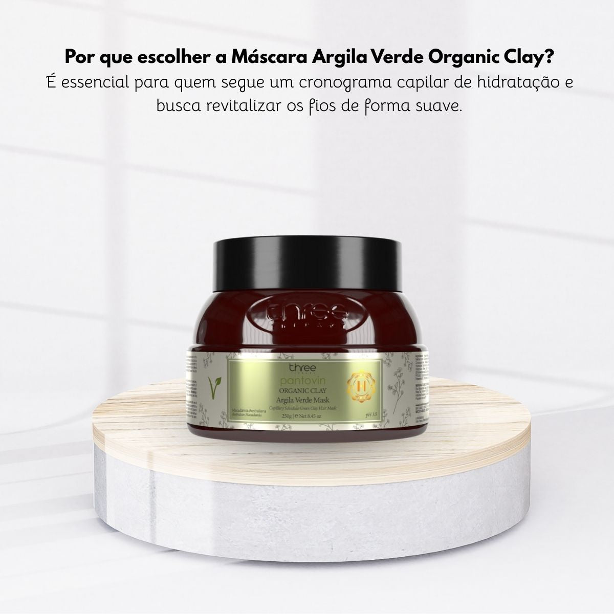 Máscara Three Therapy Organic Clay Argila Verde 250 g