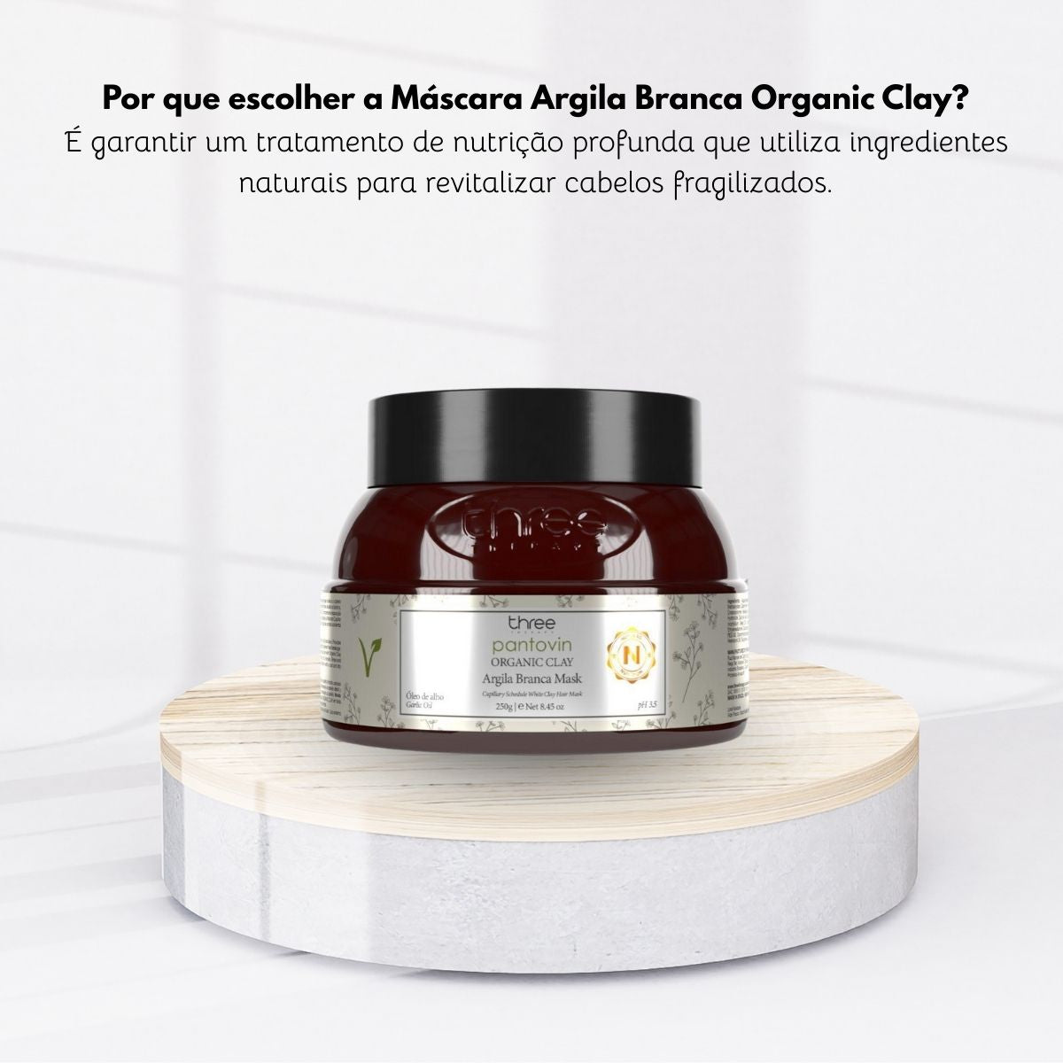 Máscara Three Therapy Organic Clay Argila Branca 250 g