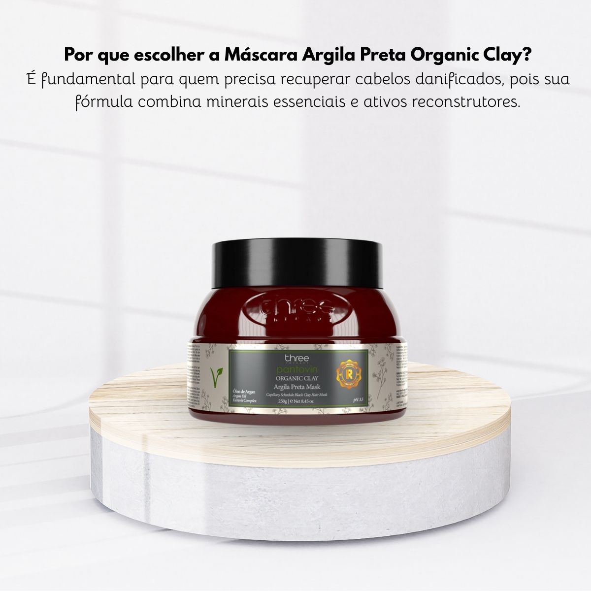 Máscara Three Therapy Organic Clay Argila Preta 250 g