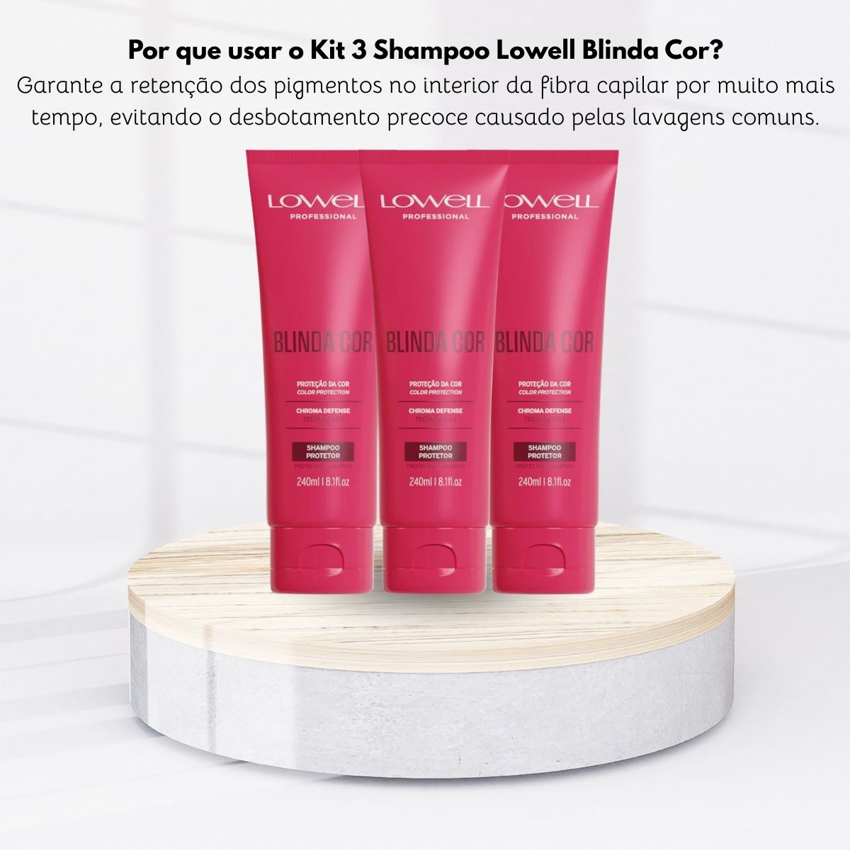 Kit Lowell Blinda Cor 3 Shampoo Protetor 240 ml
