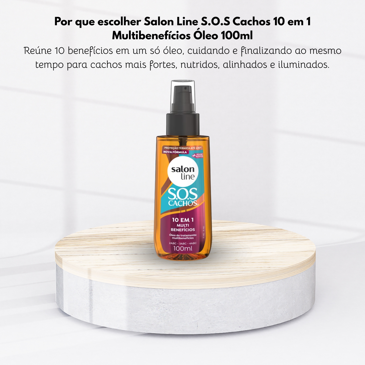 Oleo Salon Line S.O.S Cachos 10 em 1 Multibenefícios para Cabelo Cacheado 100 ml