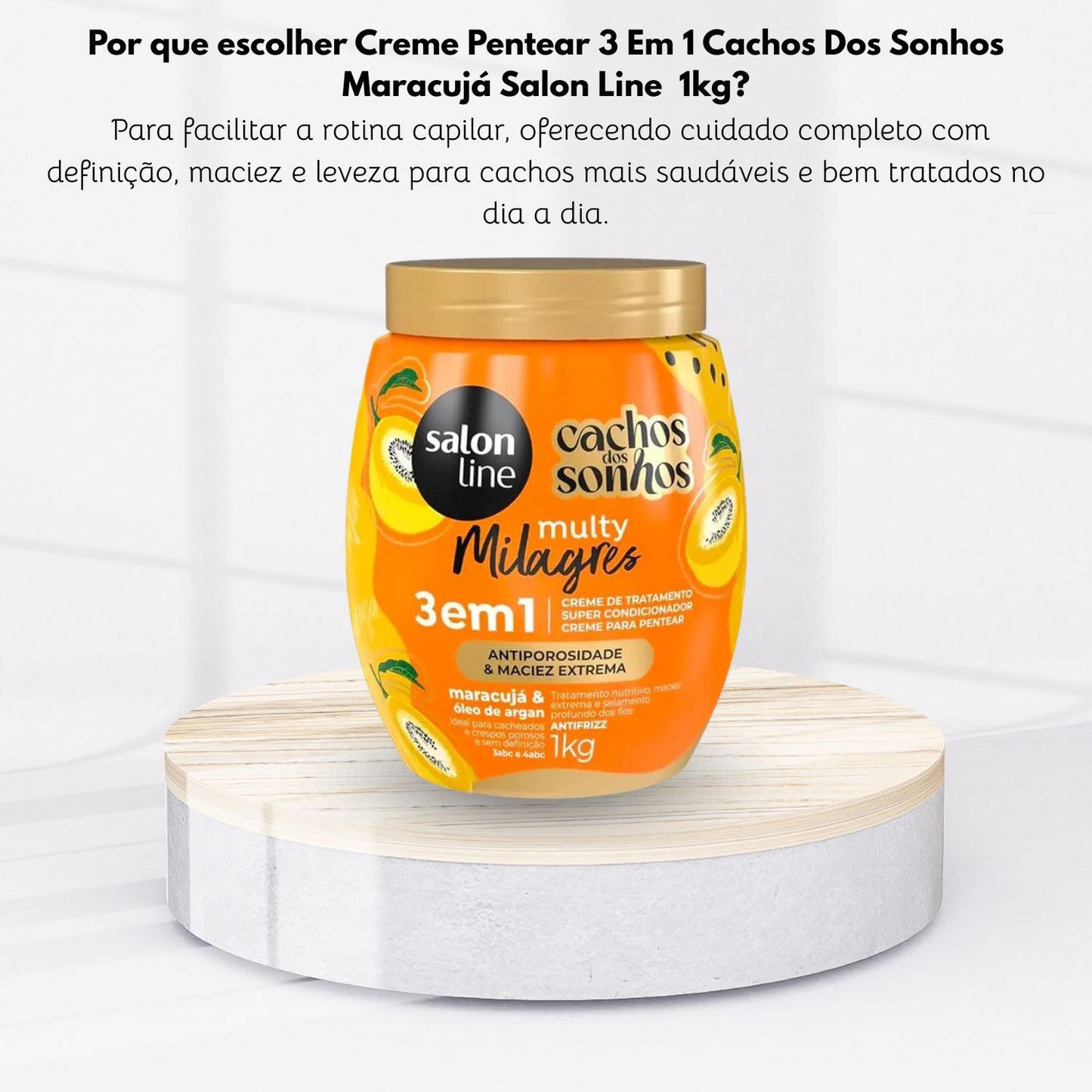 Creme de Pentear Salon Line Cachos dos Sonhos Maracujá Multy 3 em 1 Creme para Cabelo Cacheado 1 Kg