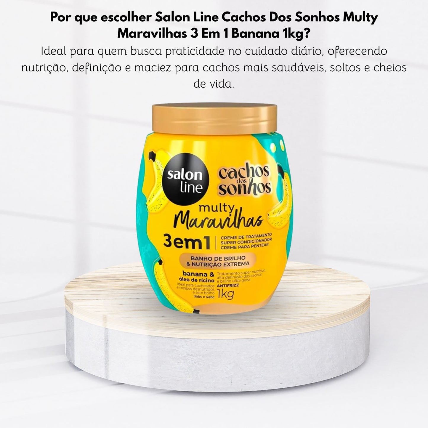 Creme de Pentear Salon Line Cachos dos Sonhos Banana Multy 3 em 1 Creme para Cabelo Cacheado 1 Kg