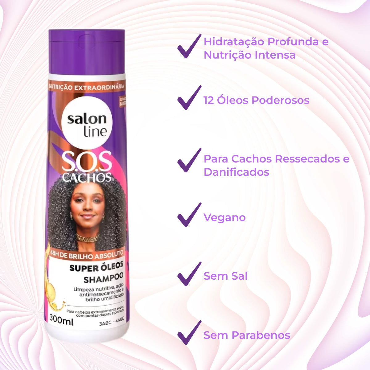 Shampoo Salon Line S.O.S Cachos Super Oleos para Cabelo Cacheado 300ml