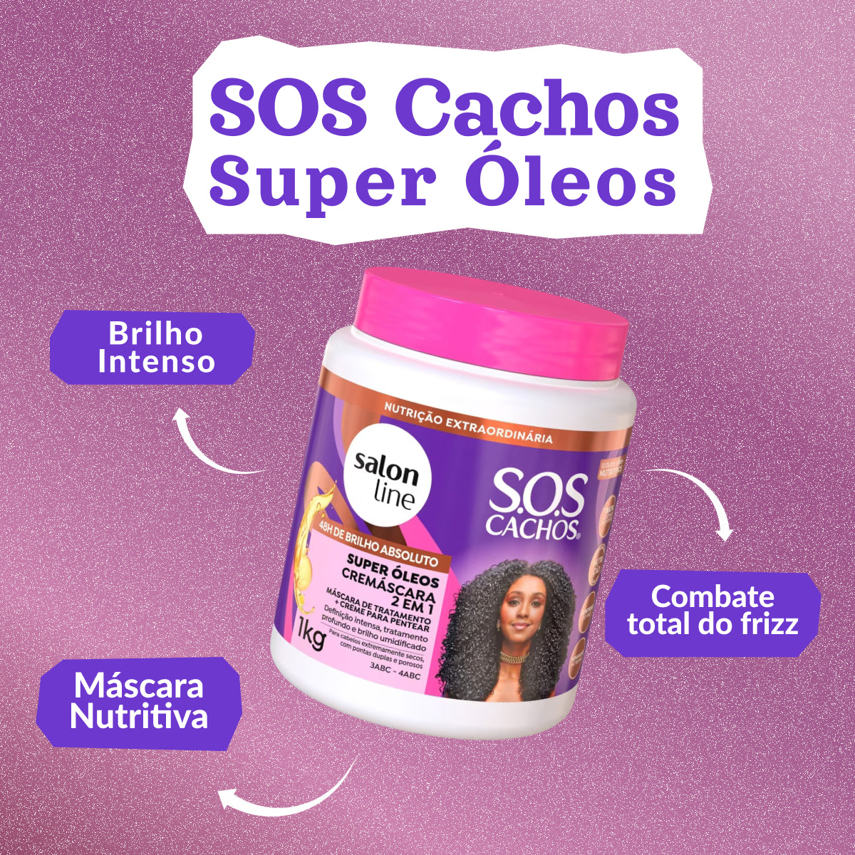 Salon Line S.O.S Cachos Super Óleos Creme de Pentear para Cabelo Cacheado e Máscara 1 Kg