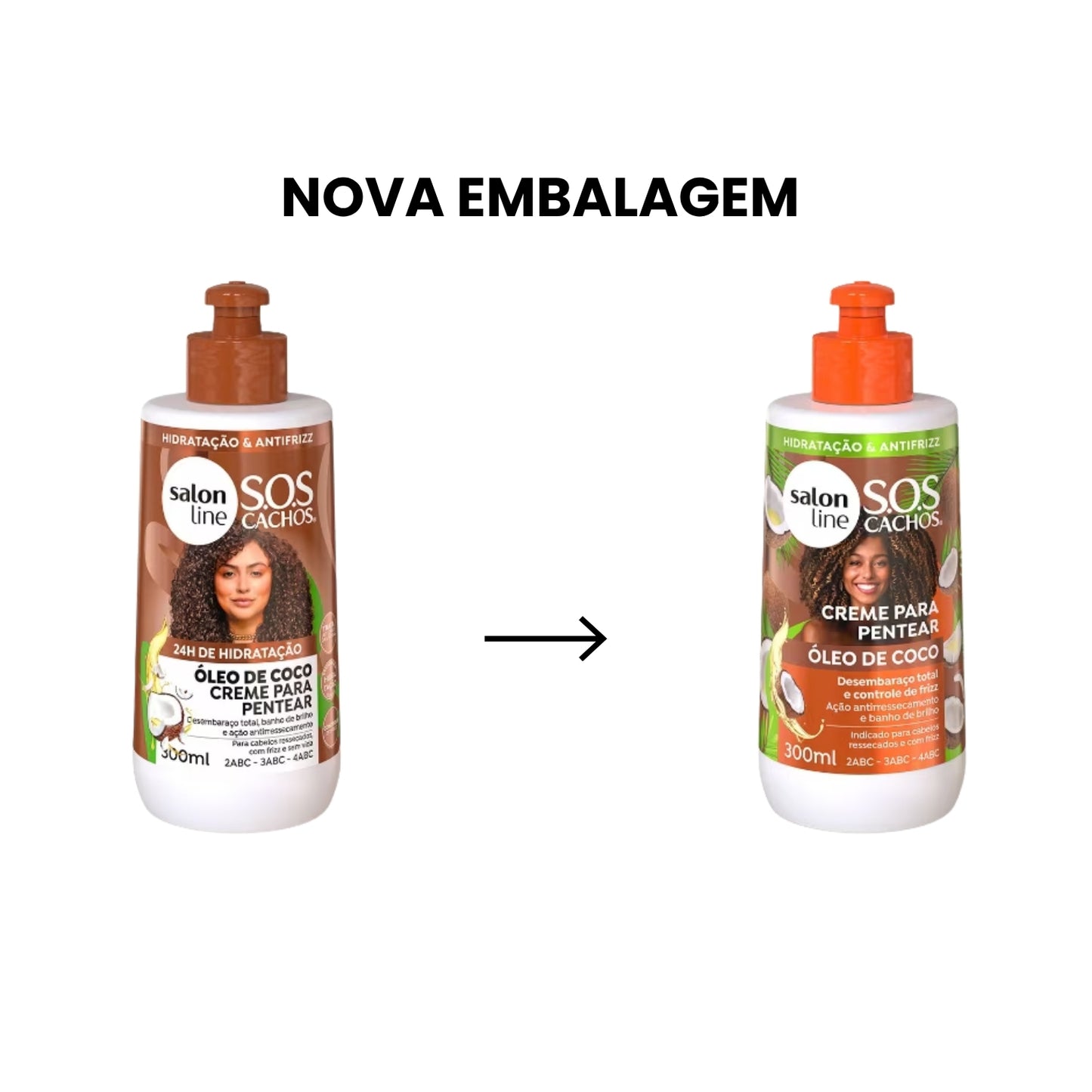 Creme de Pentear Salon Line S.O.S Cachos Oleo de Coco para Cabelo Cacheado 300 ml