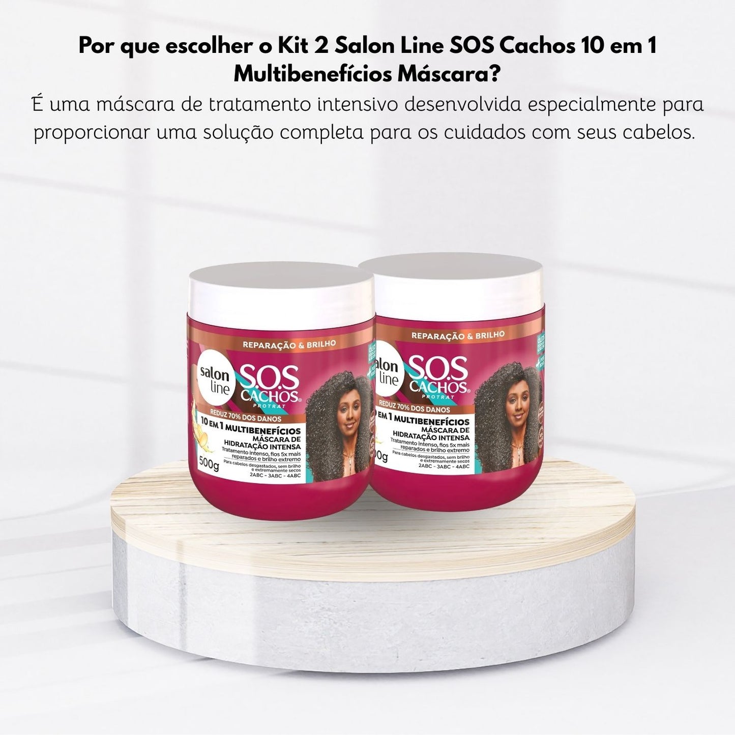 Kit Salon Line S.O.S Cachos 10 em 1 2 Máscara para Cabelo Cacheado 500 g