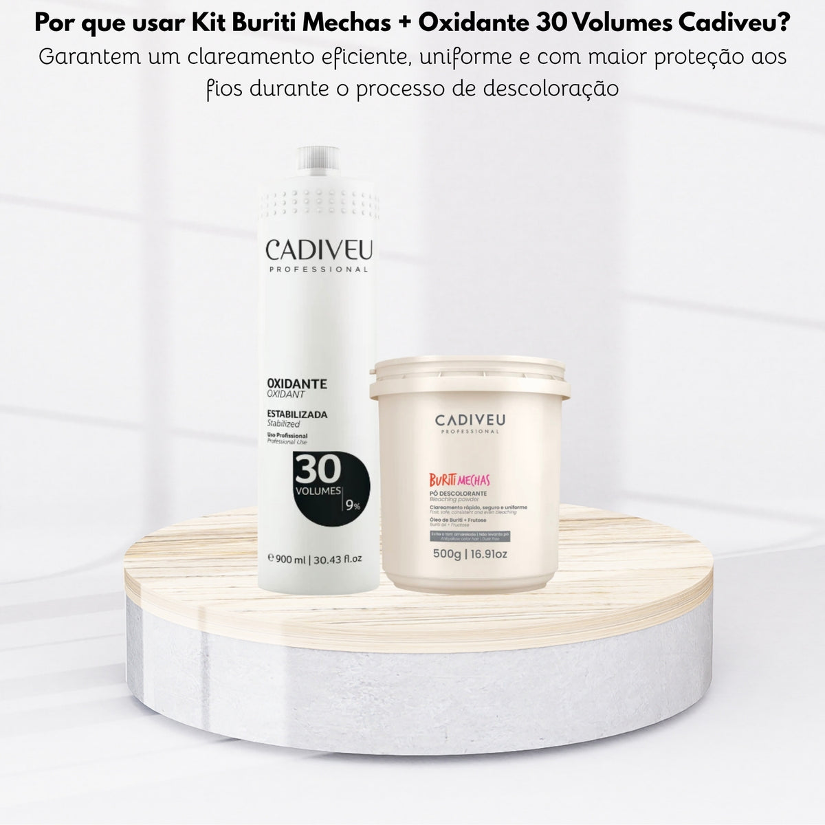 Kit Cadiveu Buriti Mechas Pó Descolorante 500 g + OX 30 Volume 900 ml