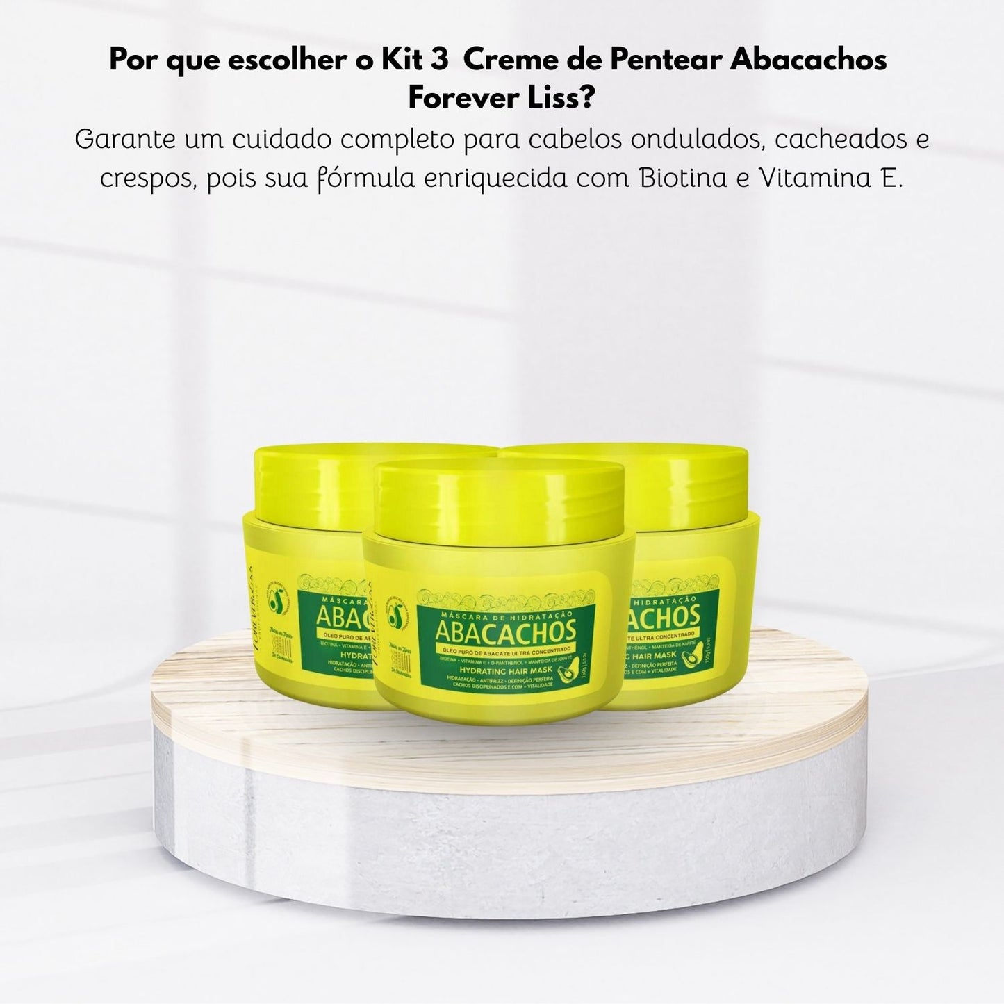 Kit Forever Liss Hidratação Abacachos 3 Máscara para Cabelo Cacheado 150 g